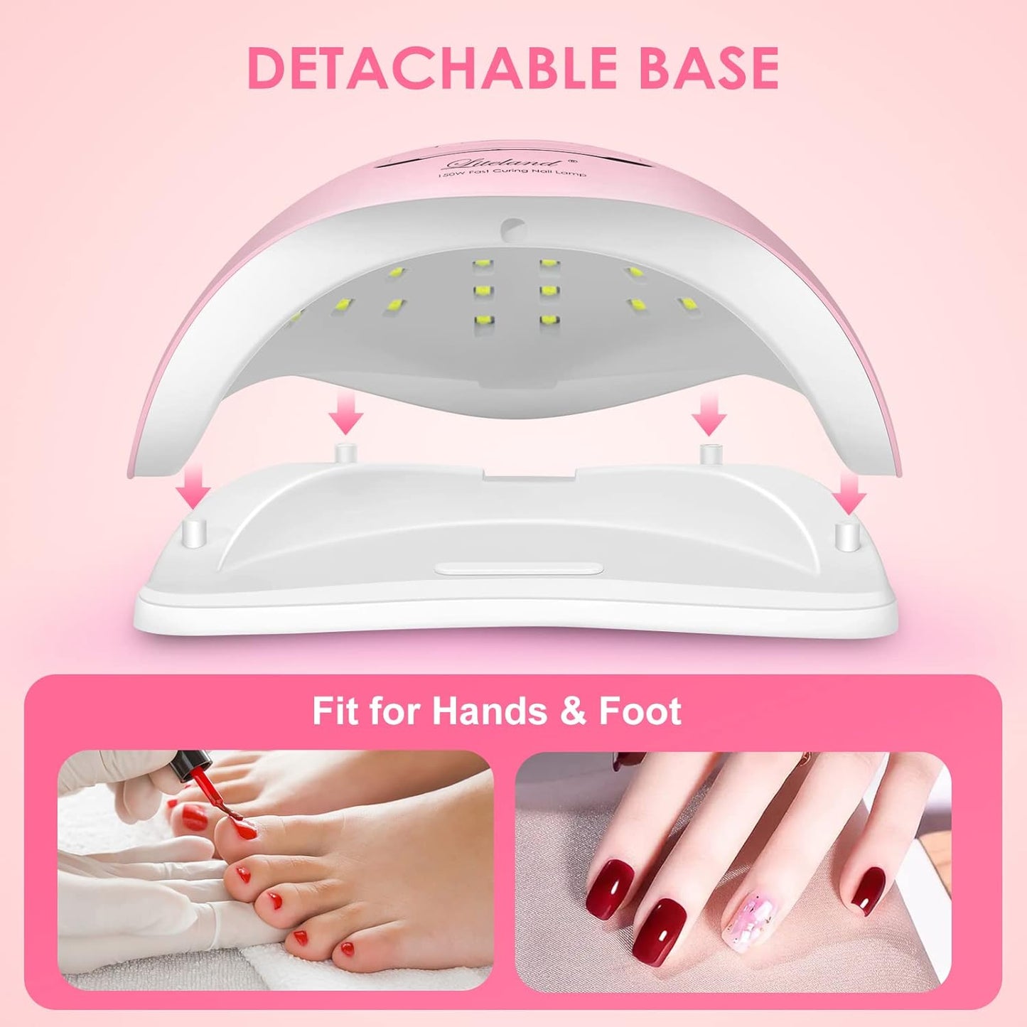 Liteland Drying Nail 150W LED Nail Lamp Gel Polish Curing, Pink
